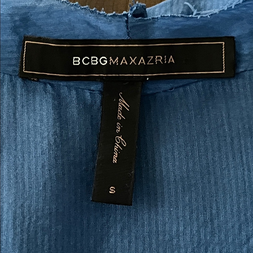 BCBGMaxAzria Silk Blue Ruffle Blouse - Picture 8 of 9